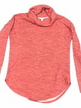 Lularoe Penelope Heathered Pink Turtleneck Long Sleeve with Button Sleeve XS